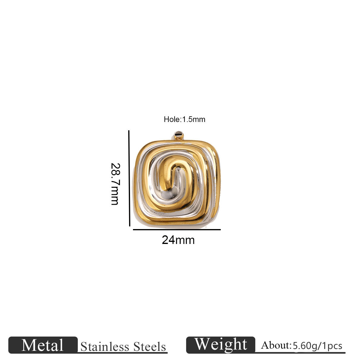 Golden square spiral pendant