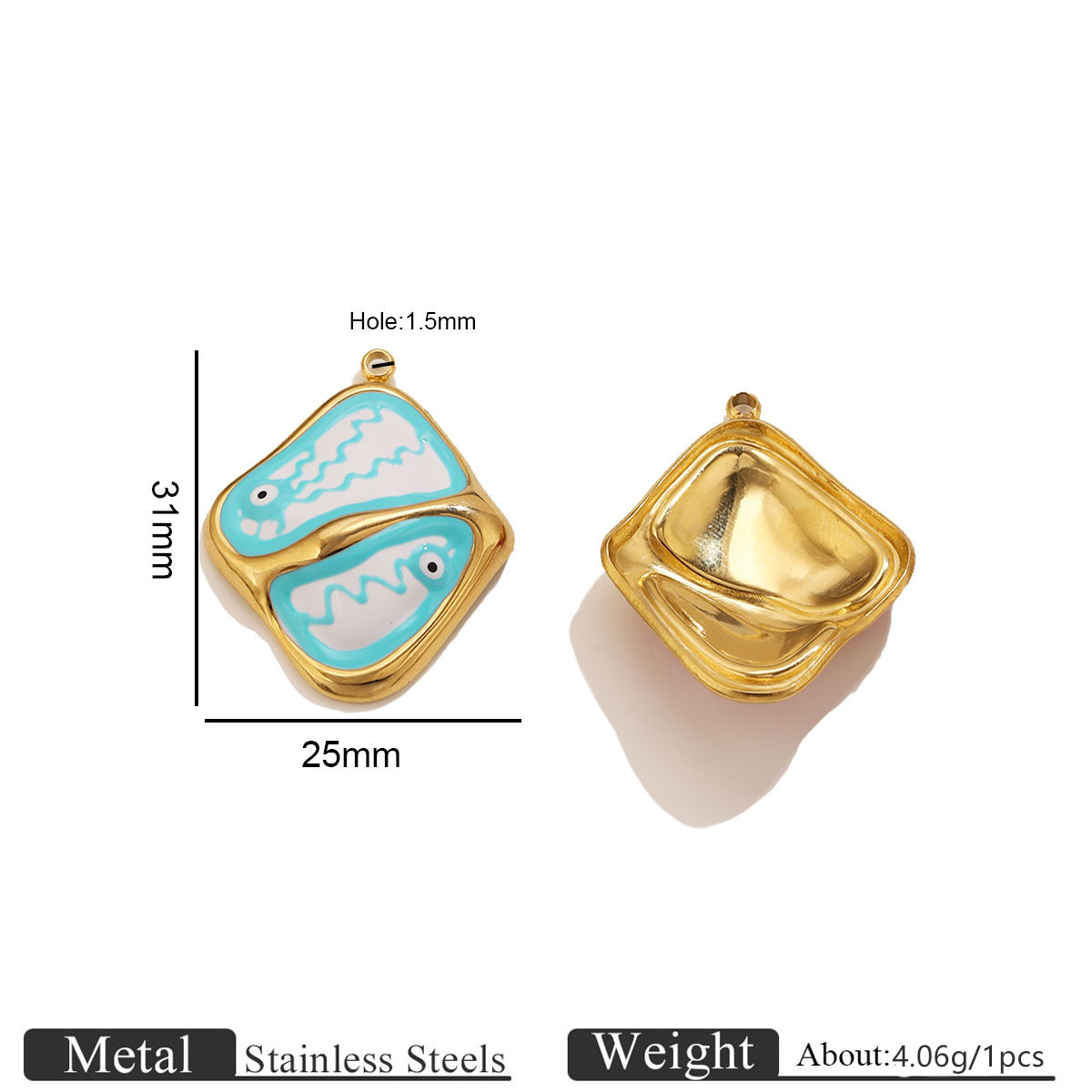 Unique golden rhombus eye oil drop pendant-light blue