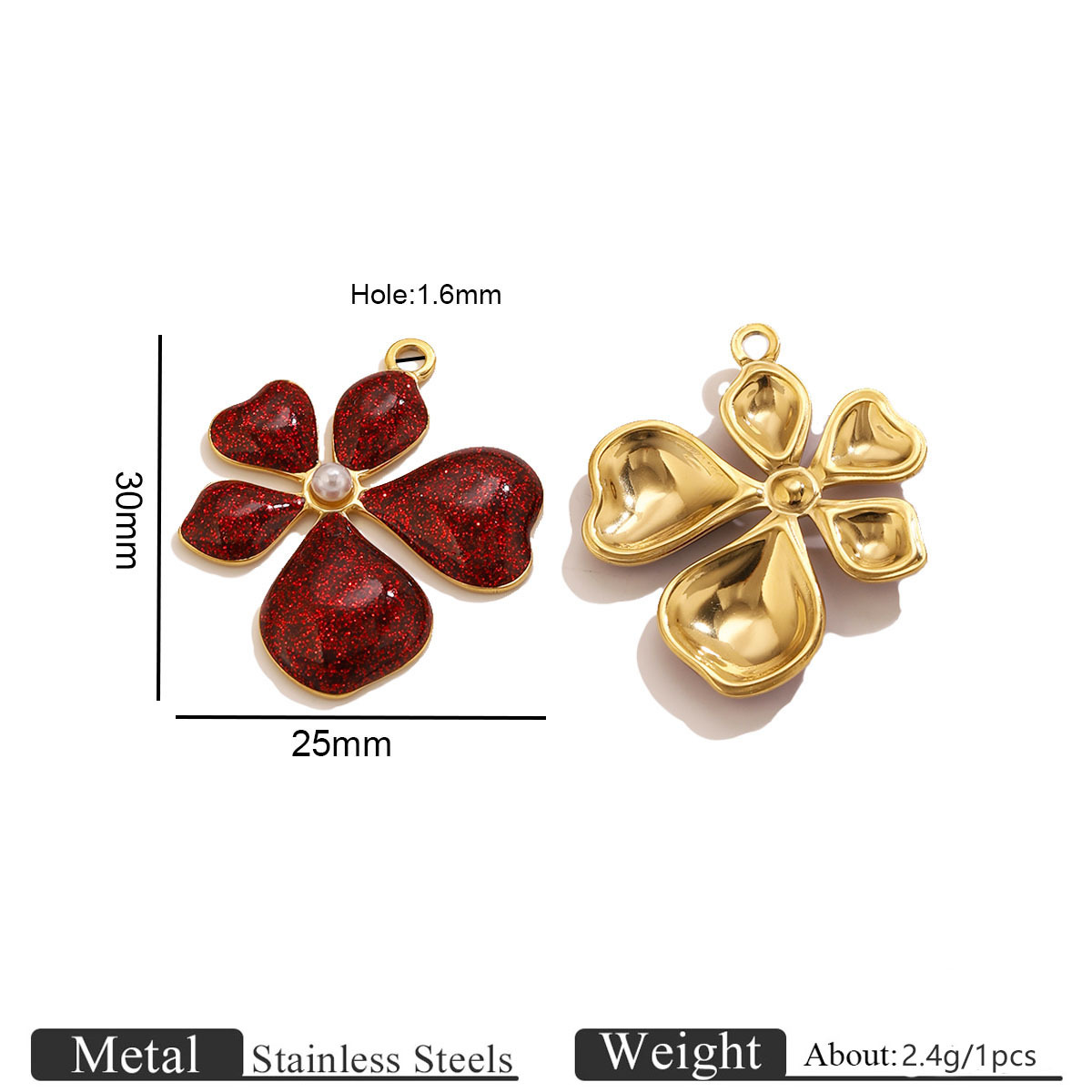 Flower pearl oil drop pendant-red