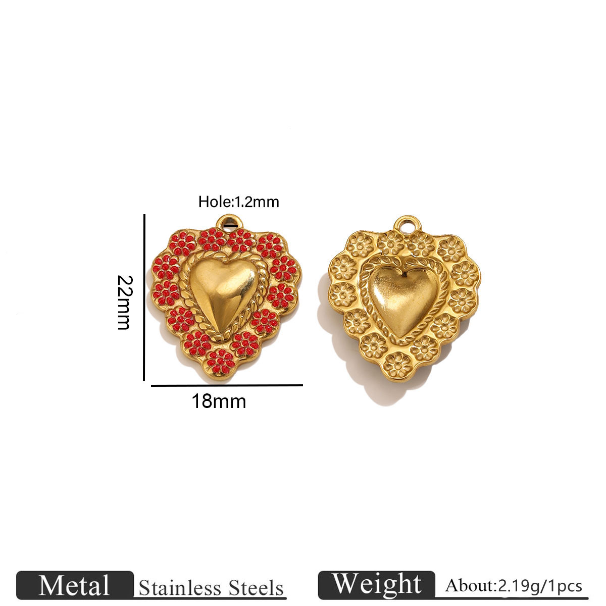 Golden lace love pendant-red