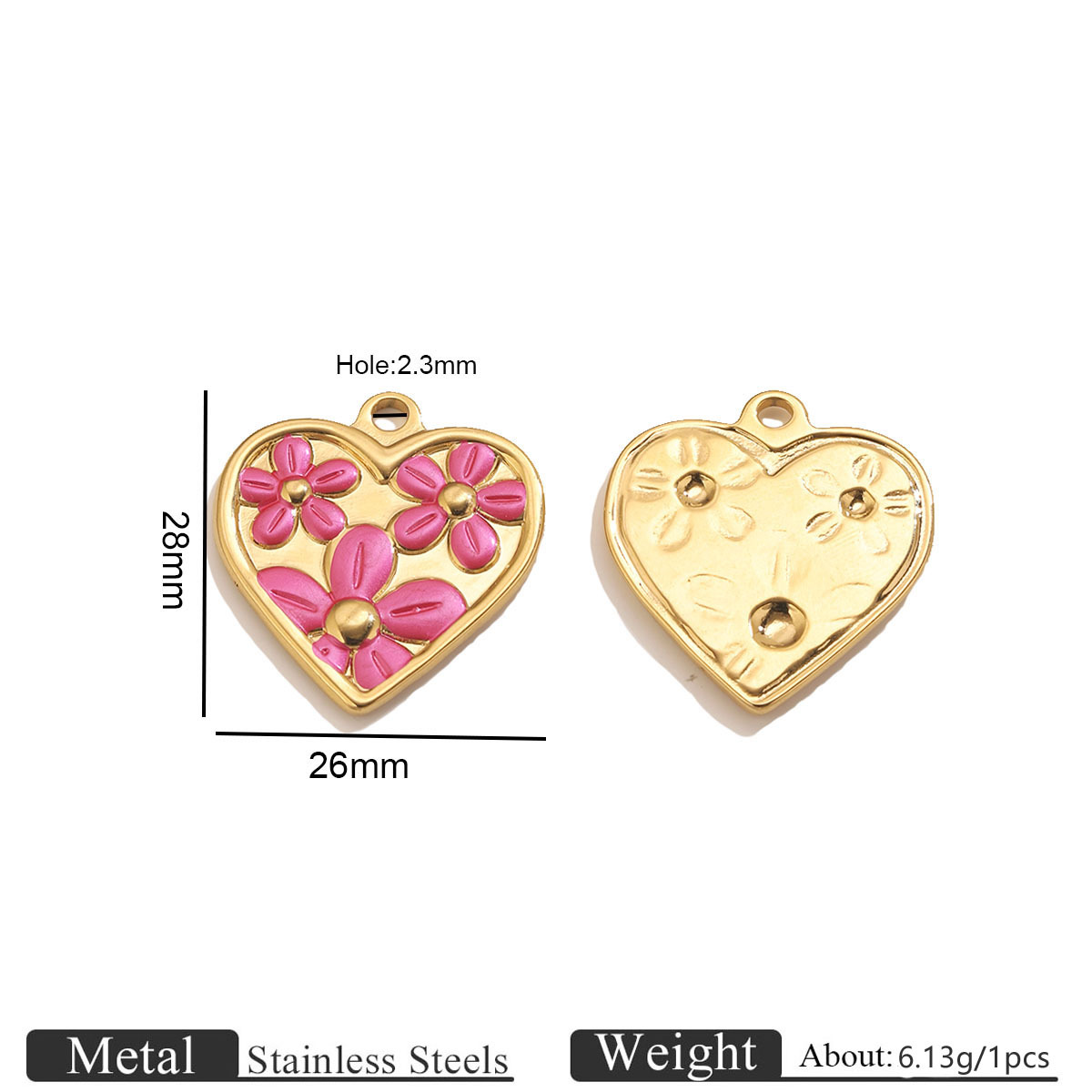 Golden love flower oil drop pendant-rose red