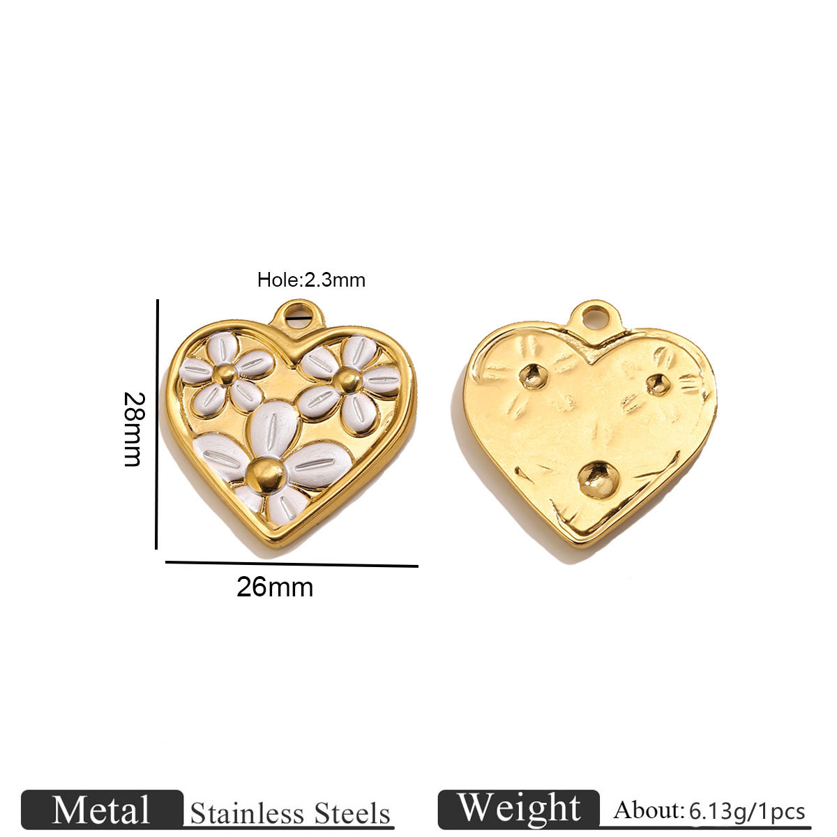 Golden love flower oil drop pendant-white