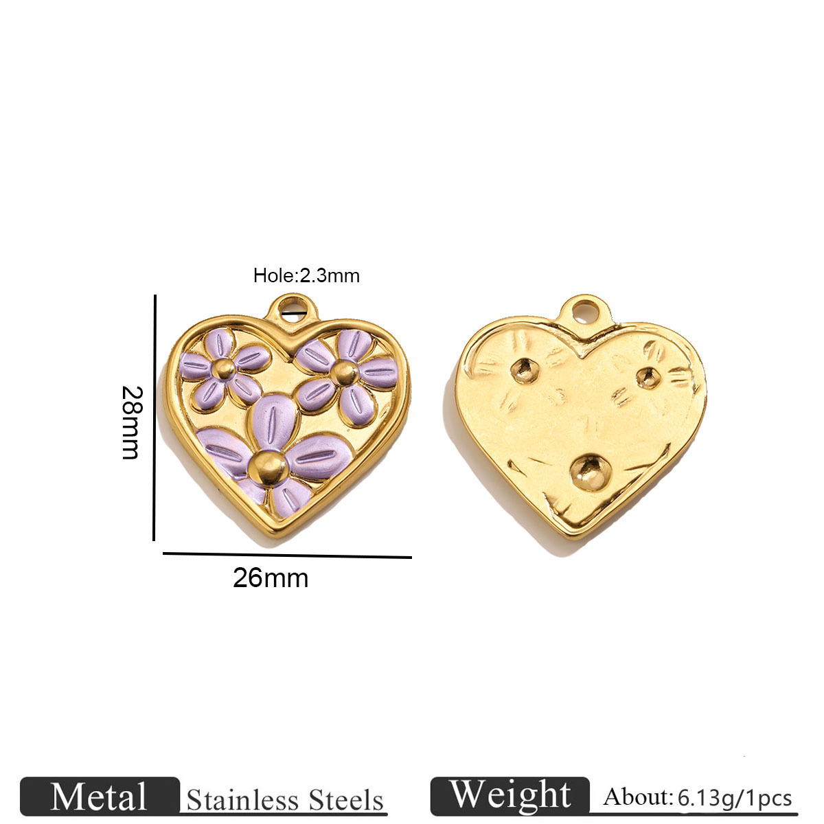 Golden love flower oil drop pendant-purple