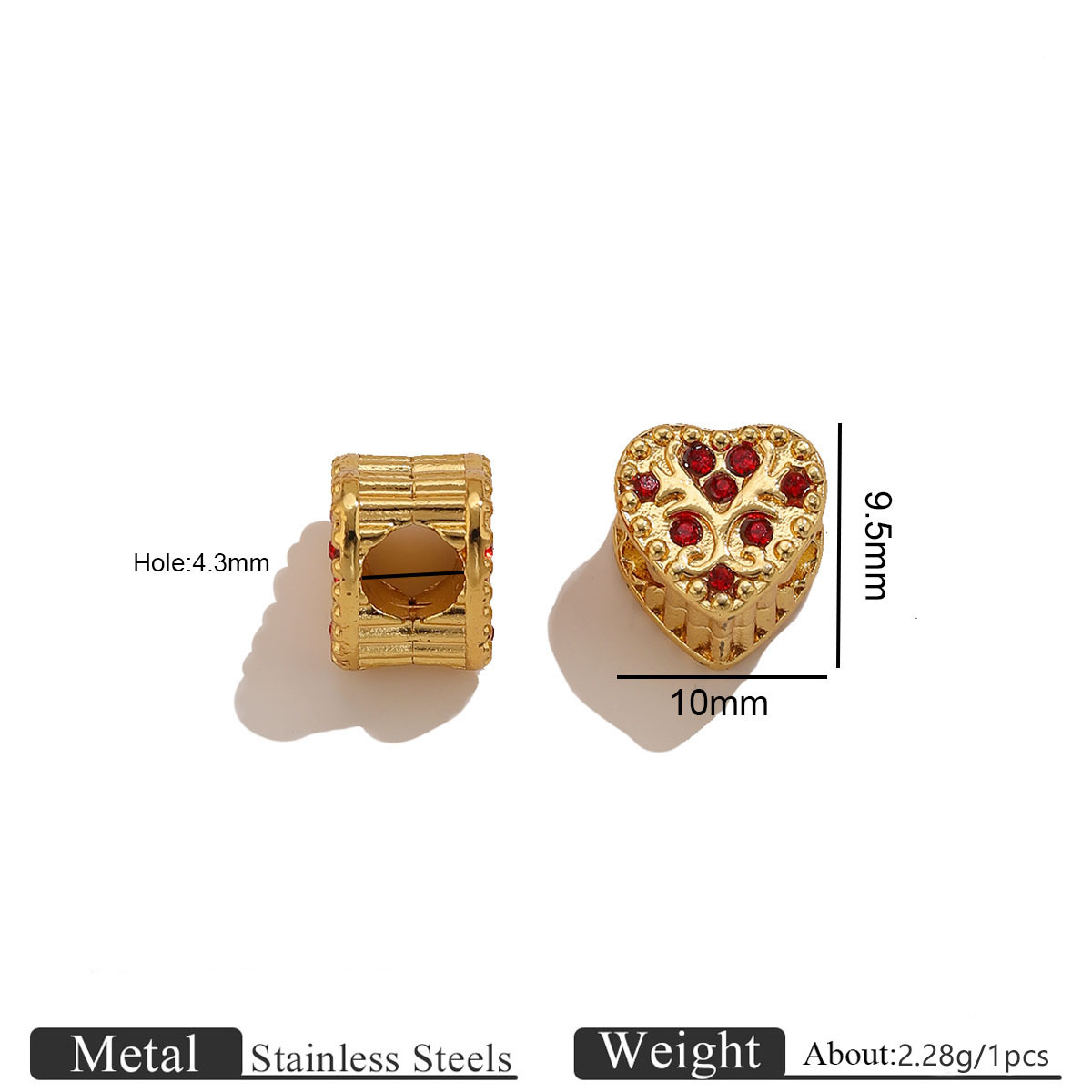 Gold pattern diamond beads-red