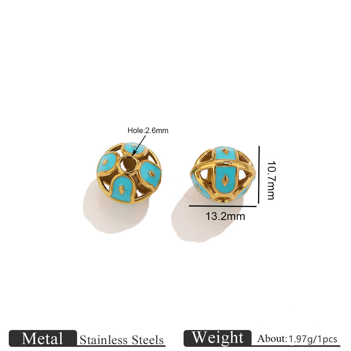 Colorful enamel carved spacer beads - lake blue