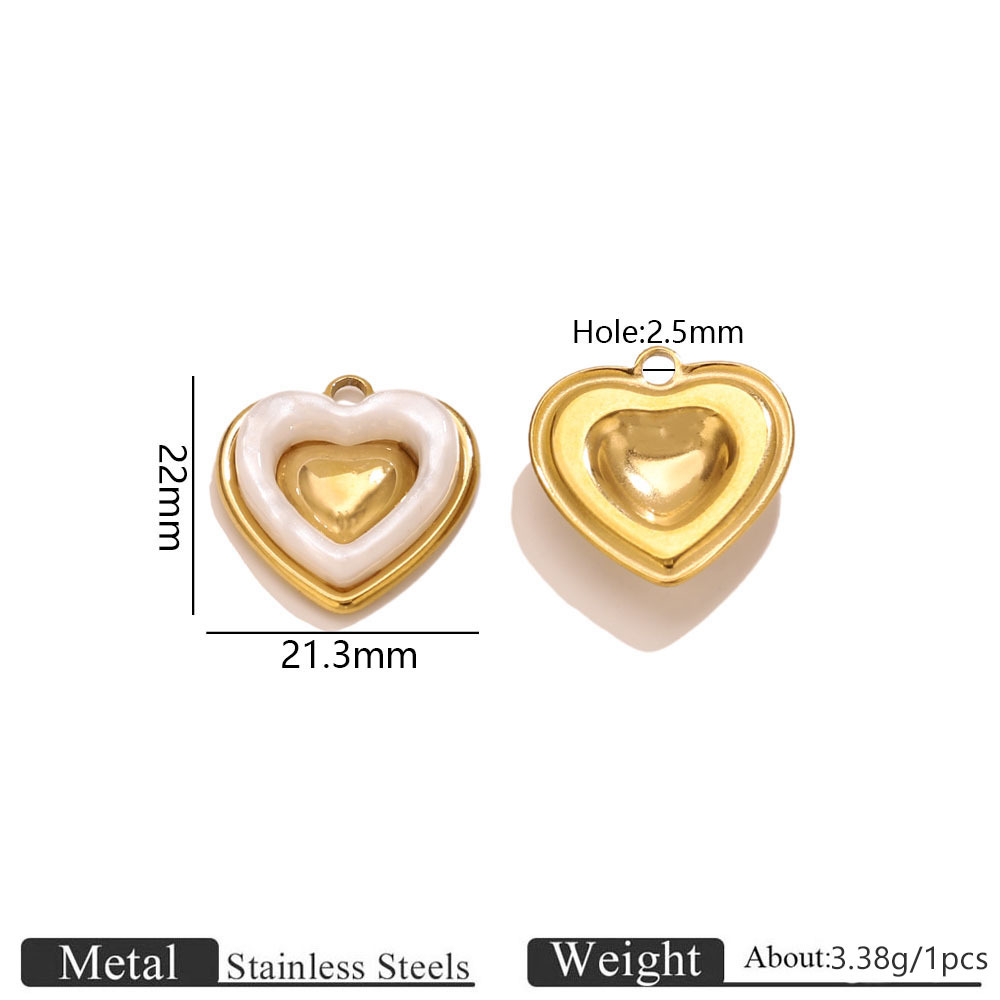 Golden double layer peach heart pendant