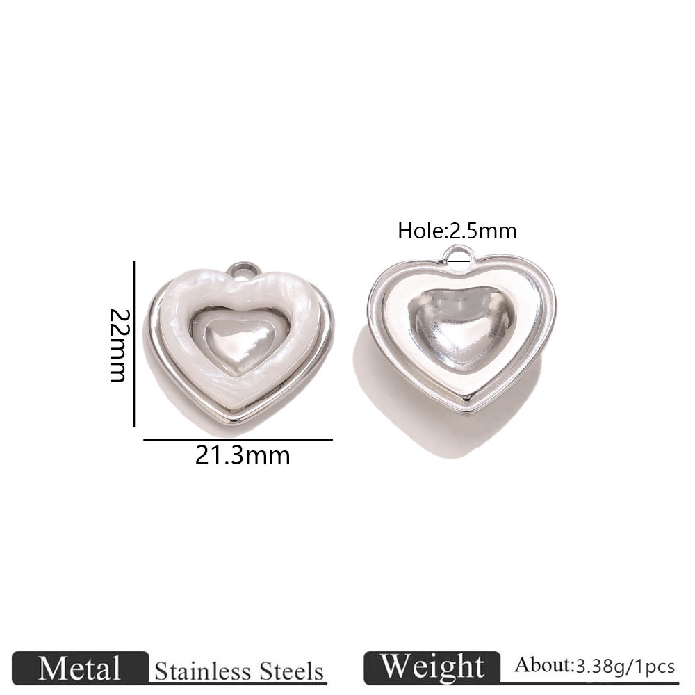 Steel color double layer peach heart pendant