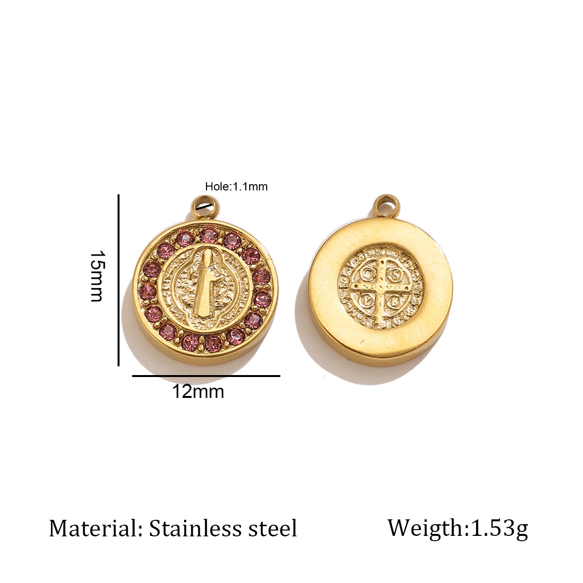 Gold round diamond medal-lilac