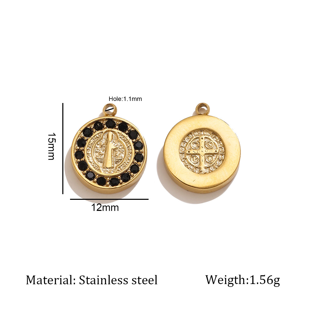 Gold round diamond medal-black