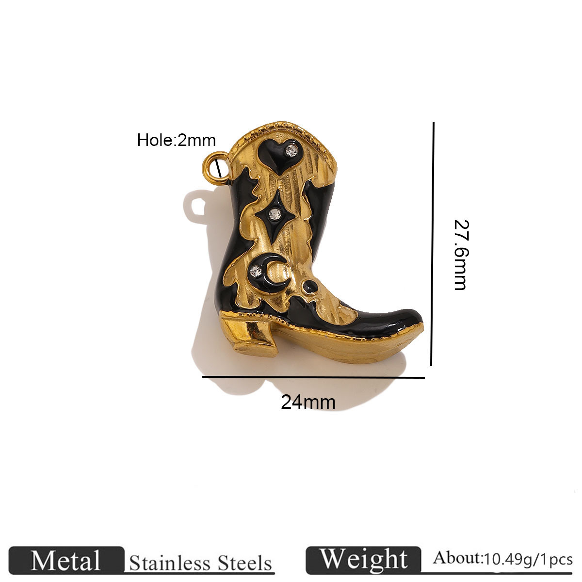 Oil dripping white diamond boot pendant-gold
