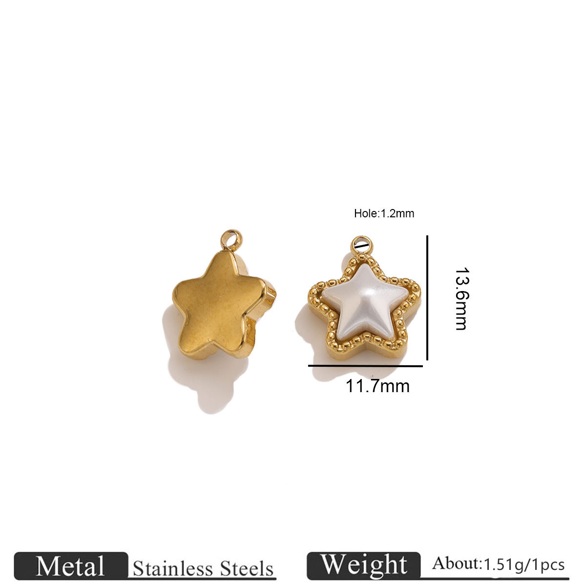 Golden five-pointed star pearl pendant-small size