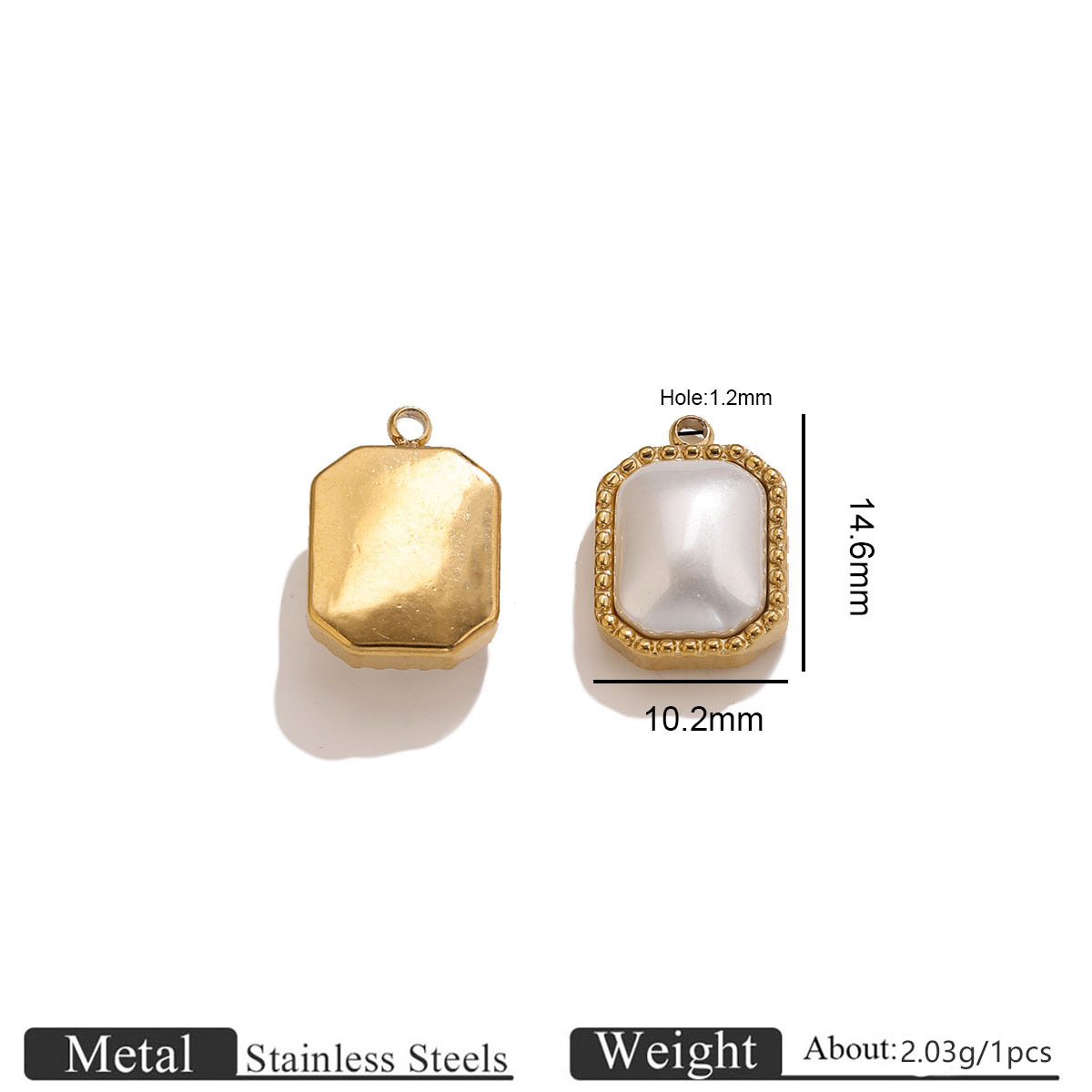 Gold rectangular pearl pendant