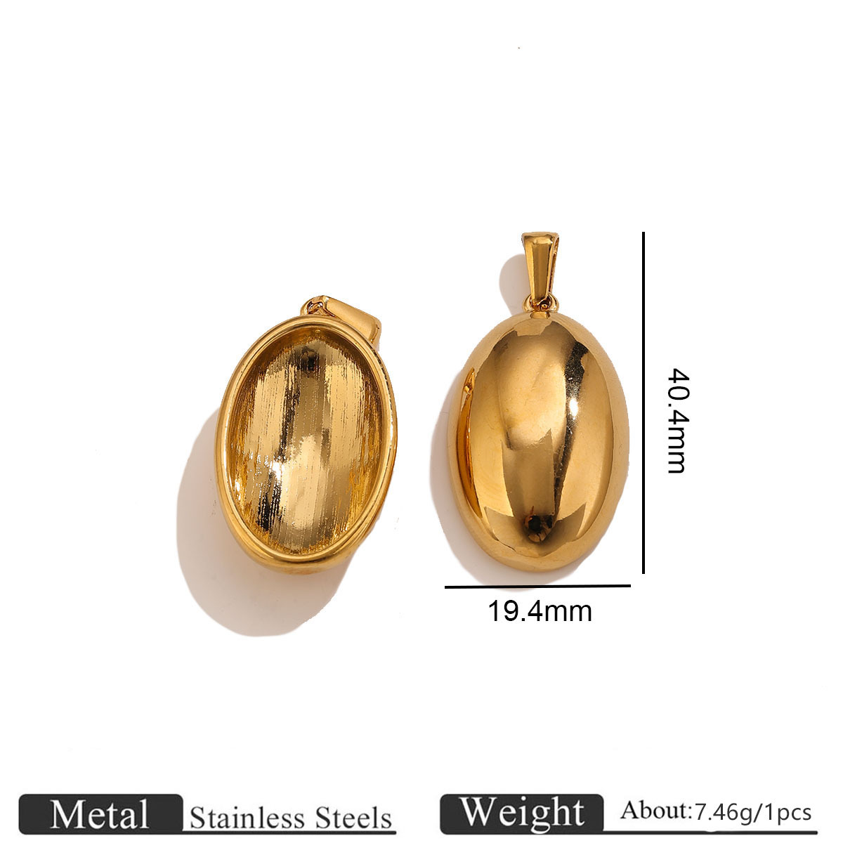 Golden glossy pendant-oval