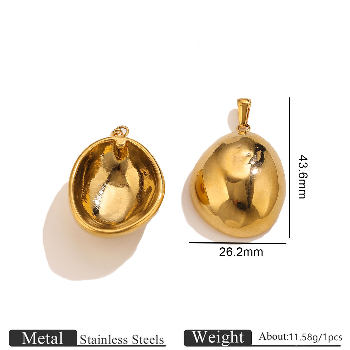 Golden glossy pendant-pear shape