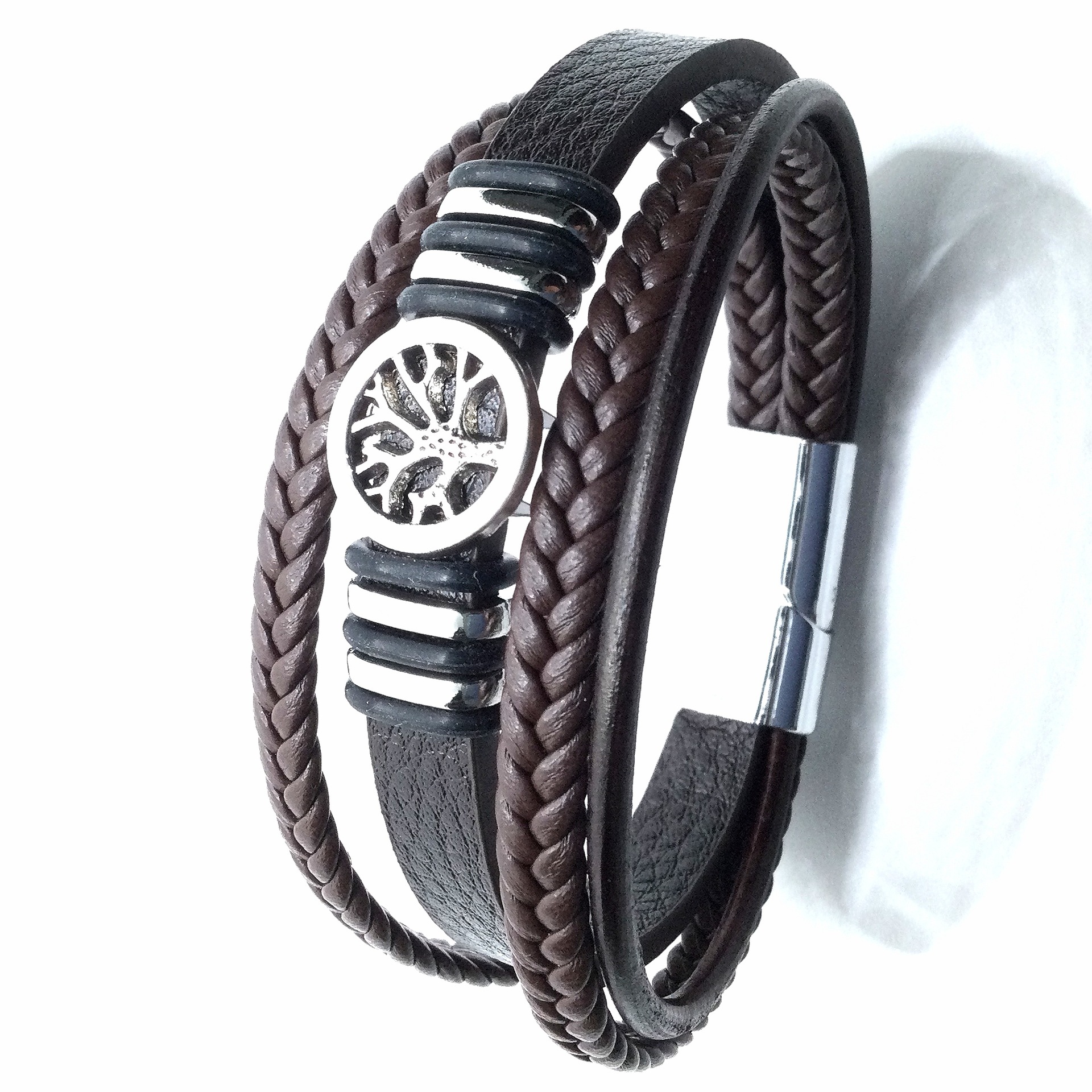 Brown silver buckle