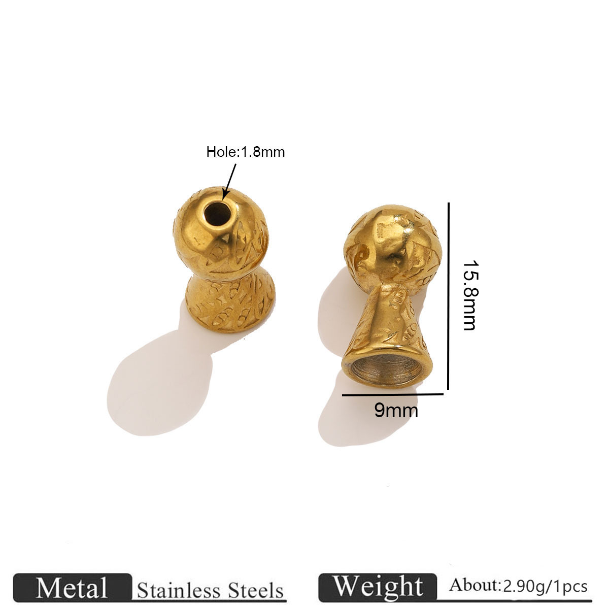 Gold flat round diamond spacer beads