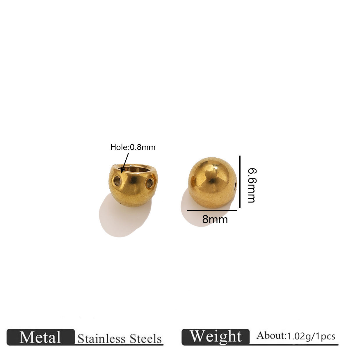 Gold half-round double-hole spacer beads
