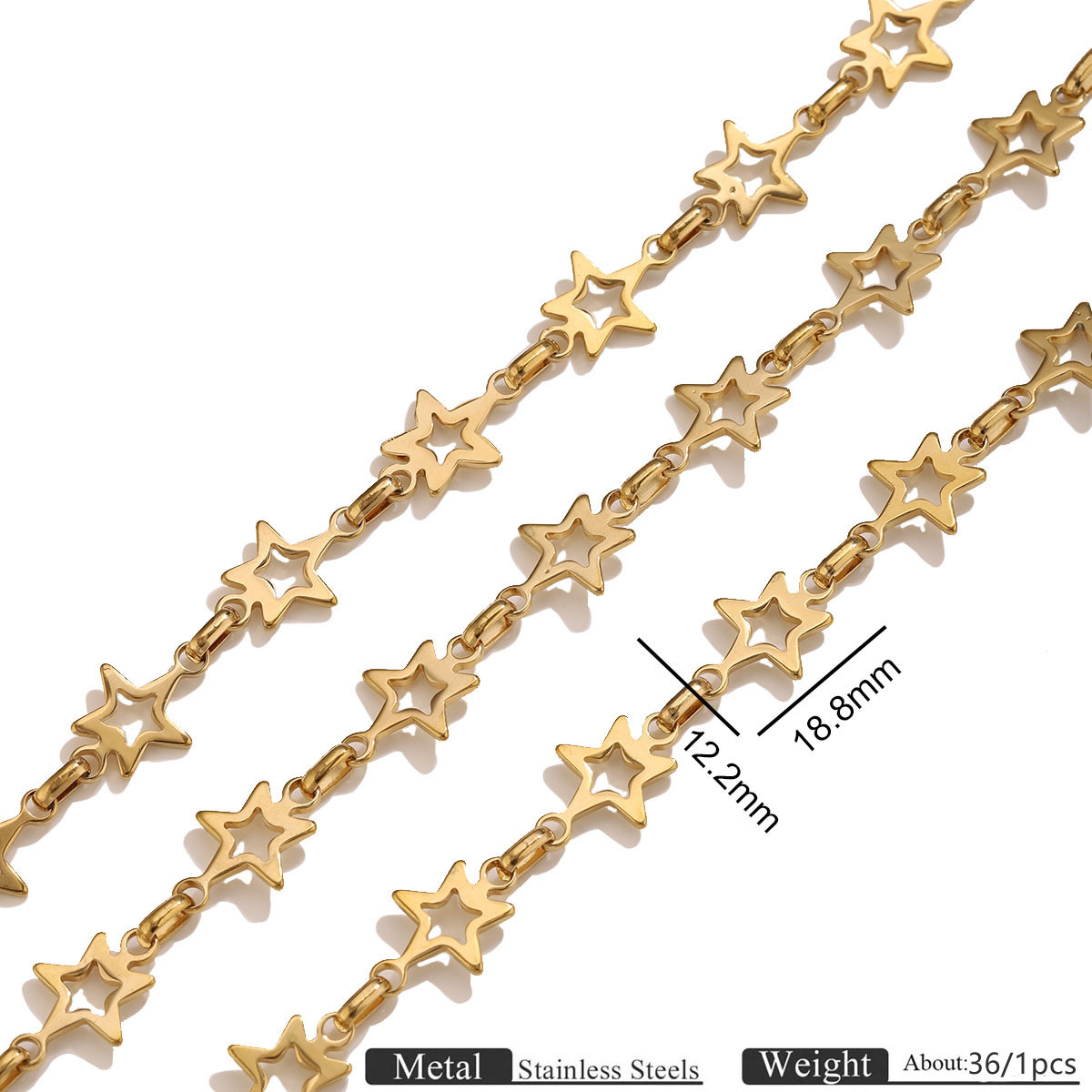 Golden five-pointed star chain