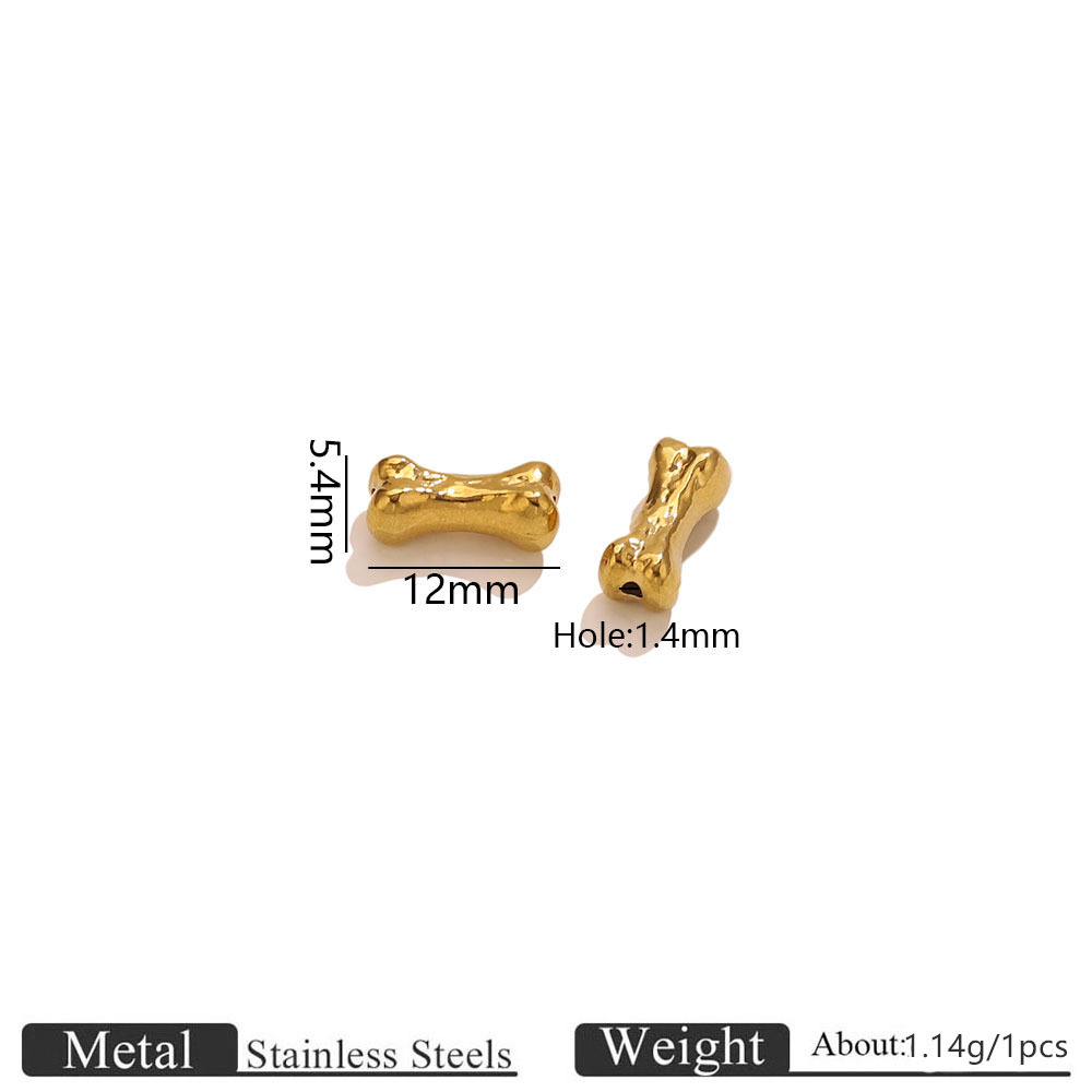 Gold bone beads - embossed