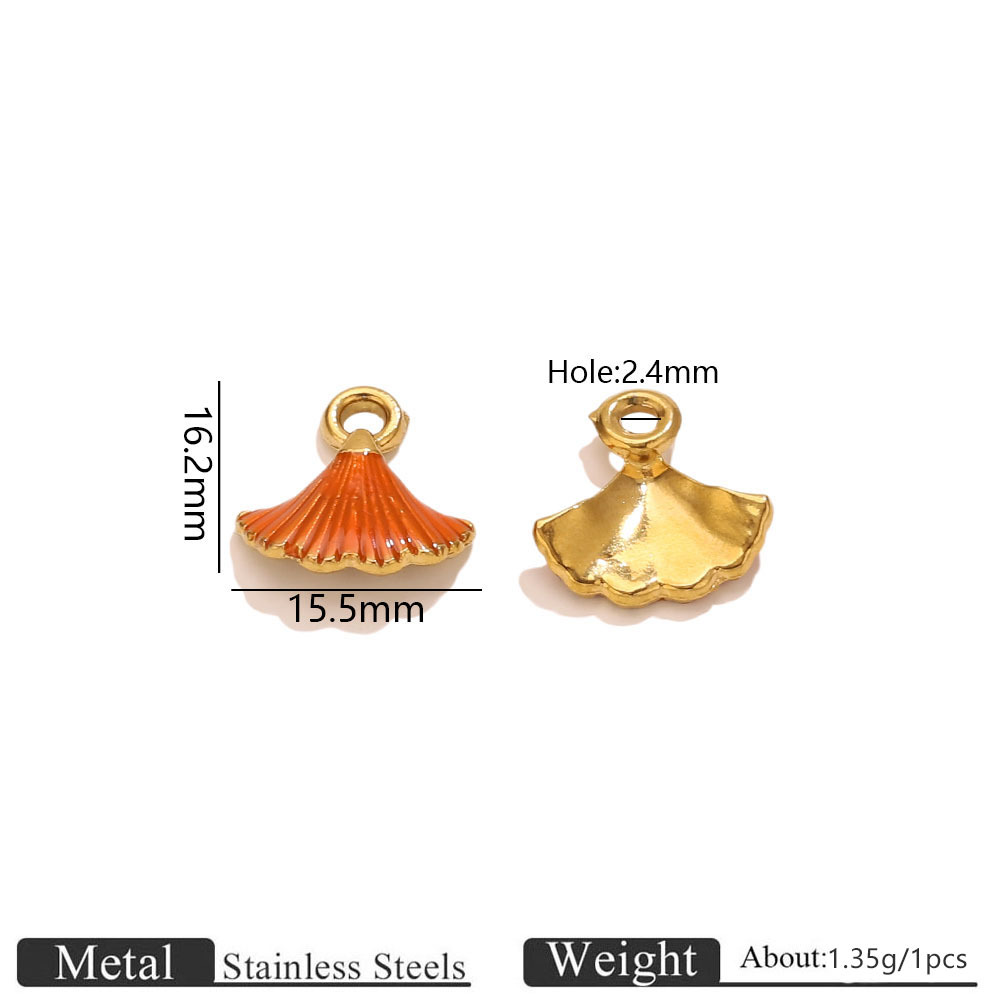 Golden ginkgo leaf oil drop pendant - orange
