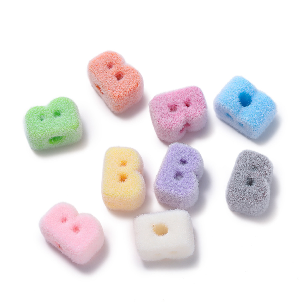 Acrylic flocked letter large hole bead - b