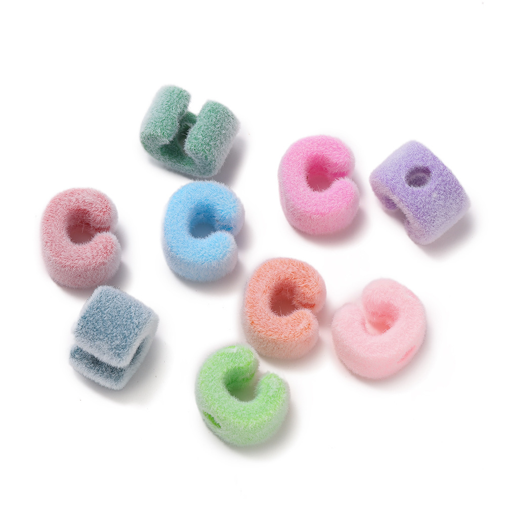 Acrylic flocked letter large hole bead - c