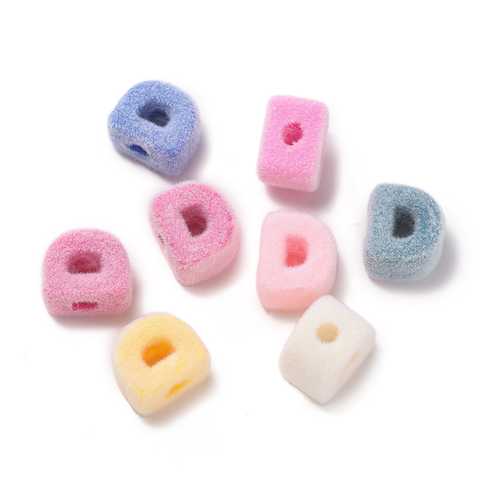 Acrylic flocked letter large hole bead - d