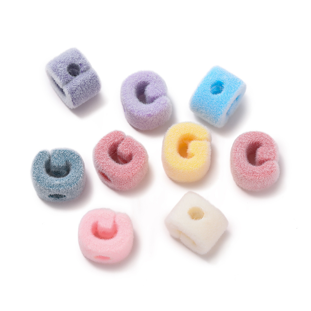 Acrylic flocked letter large hole bead - g