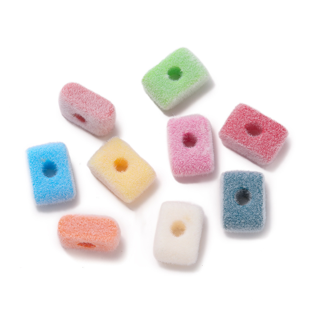 Acrylic flocked letter large hole bead - i
