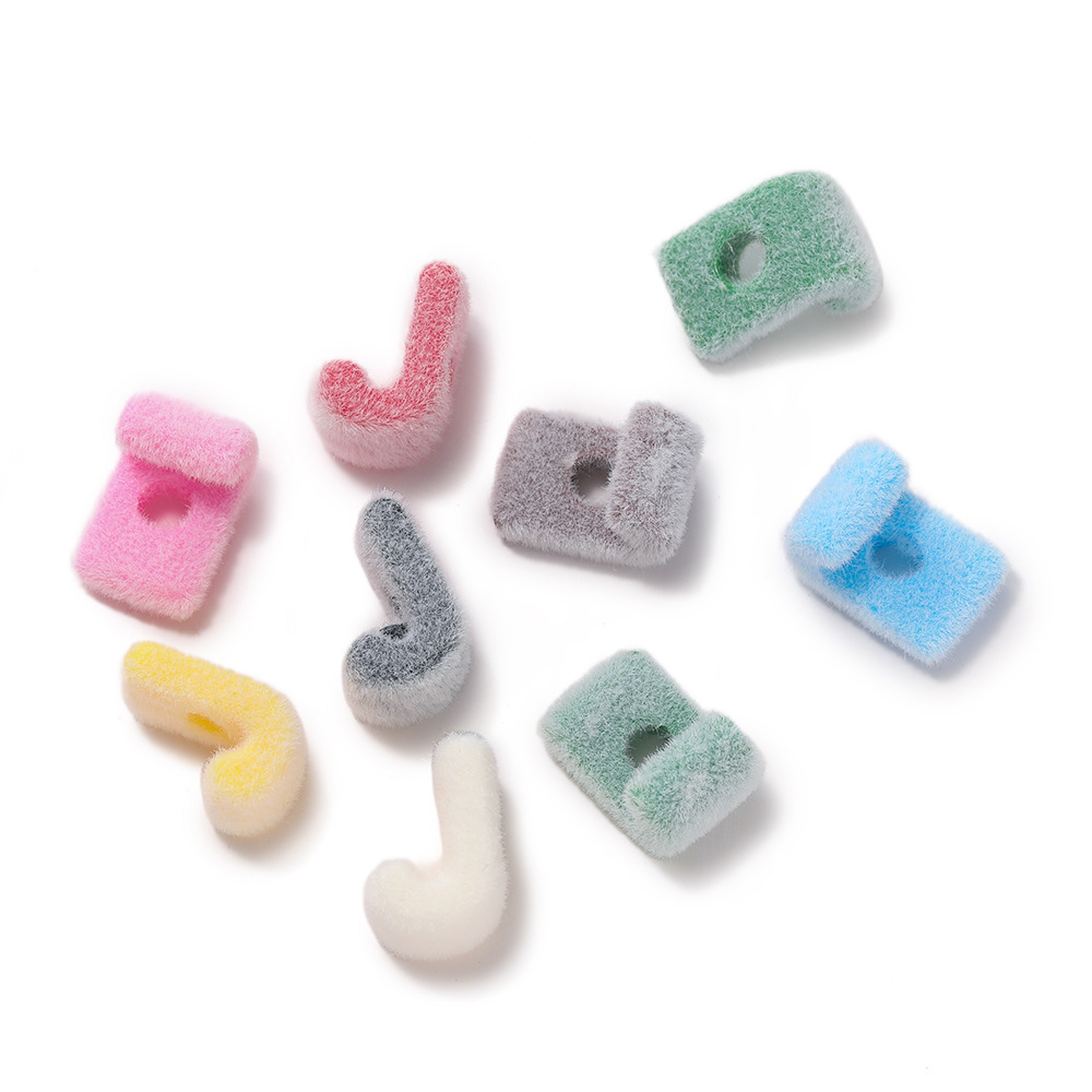 Acrylic flocked letter large hole bead - j