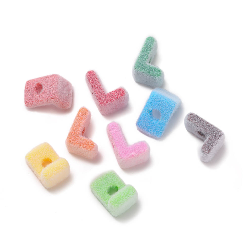 Acrylic flocked letter large hole bead - l