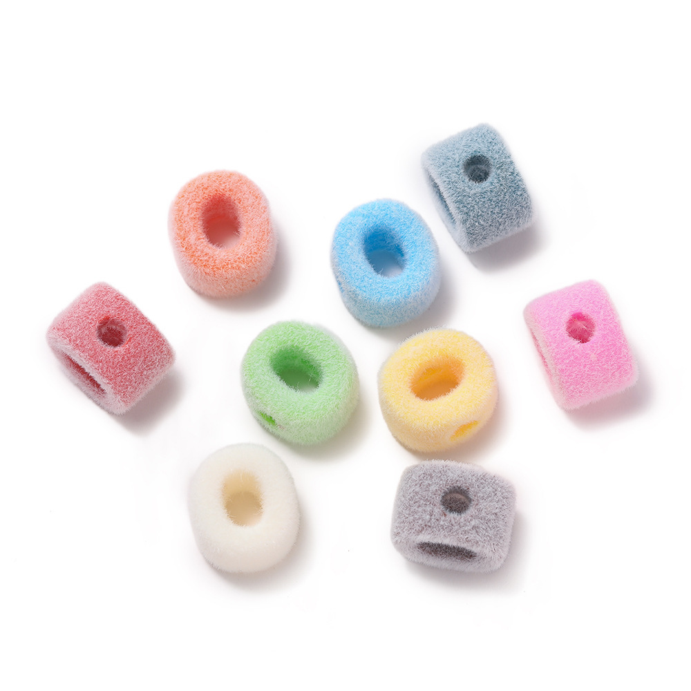 Acrylic flocked letter large hole bead - o