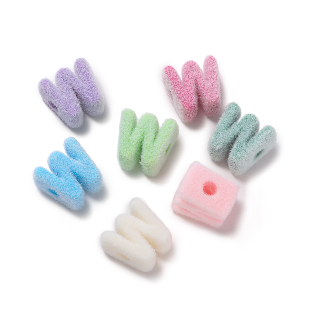 Acrylic flocked letter large hole bead - w
