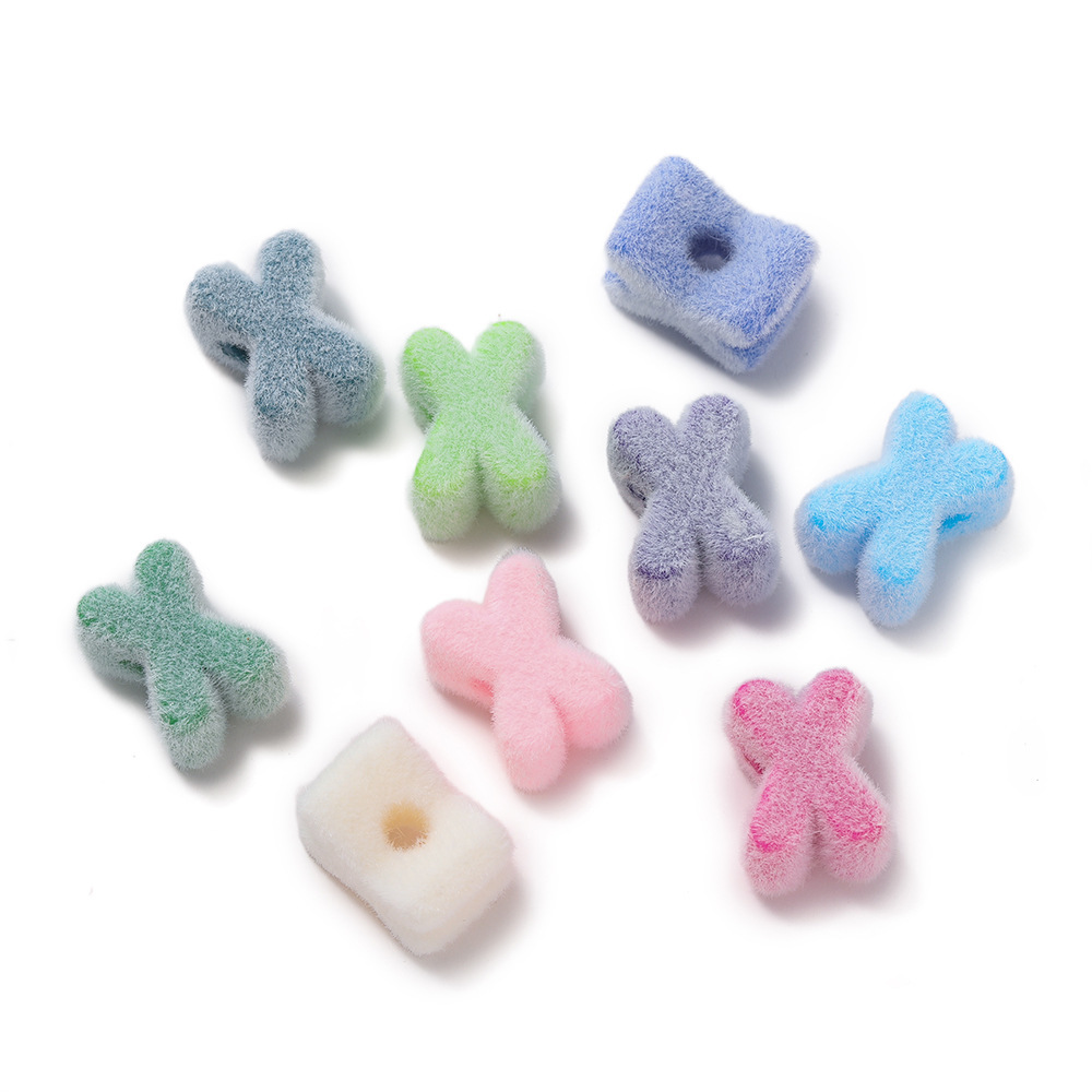 Acrylic flocked letter large hole bead - x
