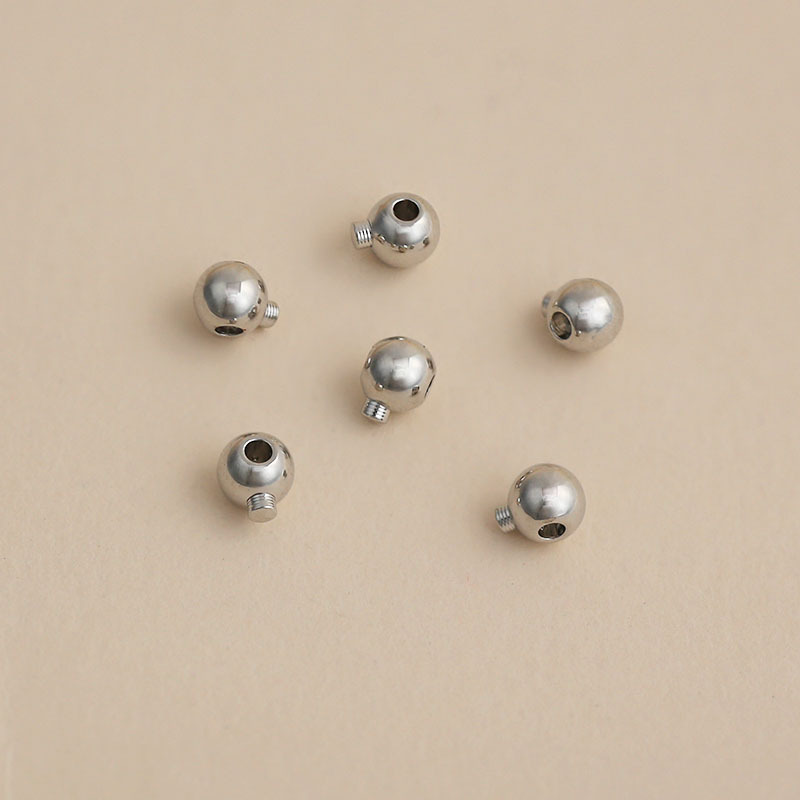 White gold electroplated color-preserving [diameter 2.5mm × hole diameter 0.9mm round thread positioning buckle] 1 piece