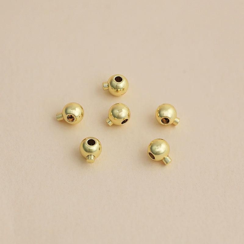14k real gold electroplating color-preserving [diameter 3.0mm × hole diameter 0.9mm round thread positioning buckle] 1 piece
