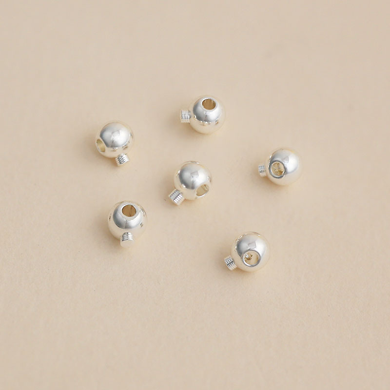 Thick silver electroplating color retention [diameter 3.0mm × hole diameter 0.9mm round thread positioning buckle] 1 piece