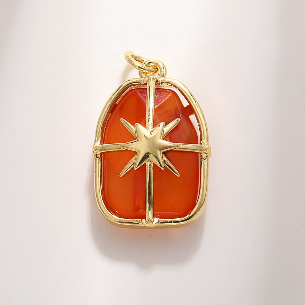 A1672 red agate eight-pointed star