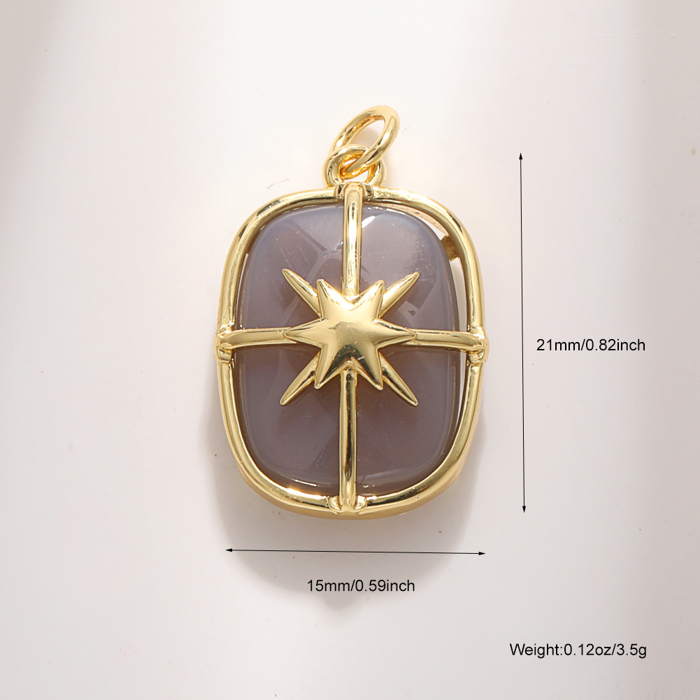 A1673 square gray agate eight-pointed star