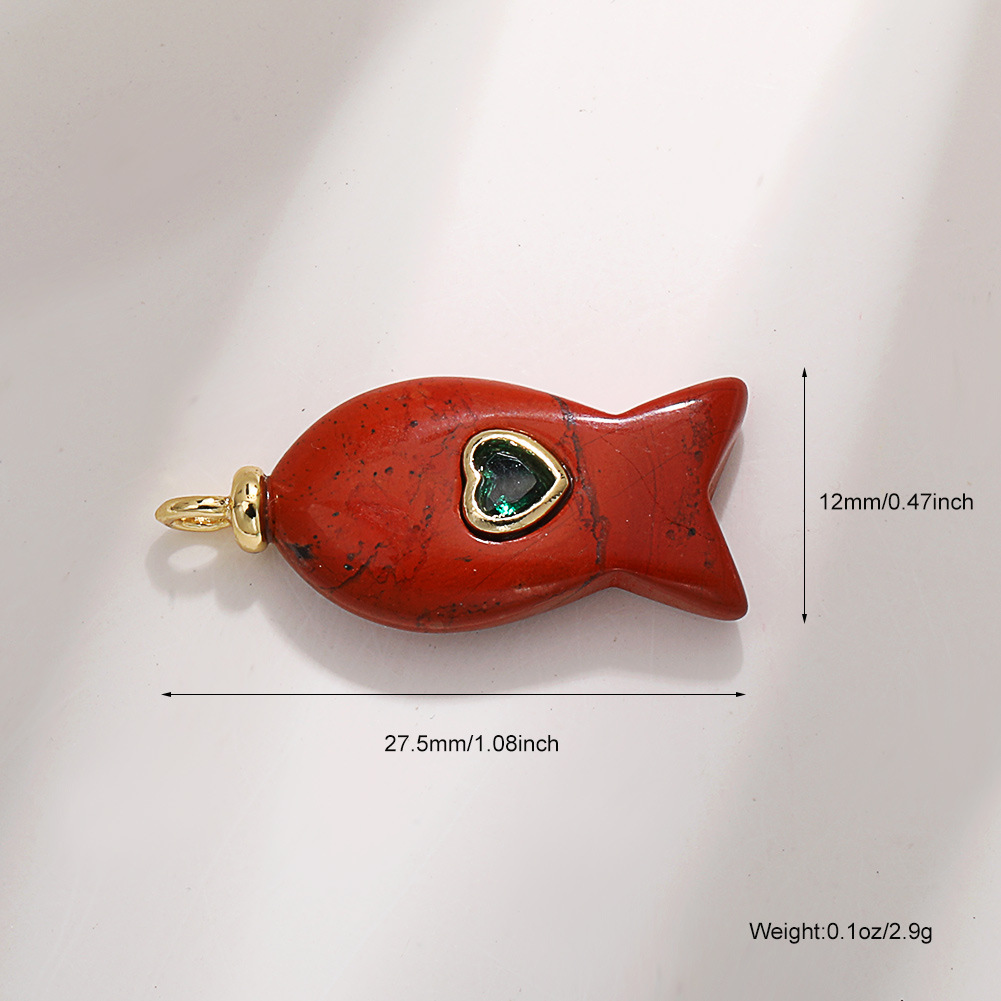 A1125 diamond-encrusted red stone fish