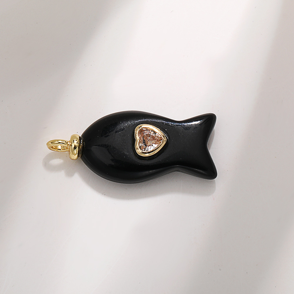 A1128 diamond black jade fish
