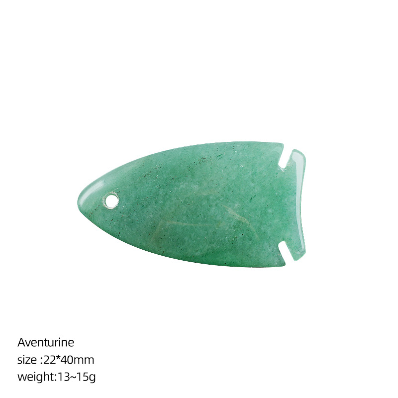 Green aventurine fathead fish pendant