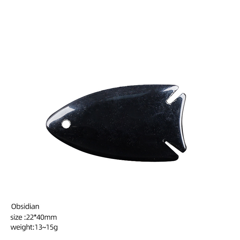 Obsidian fathead fish pendant