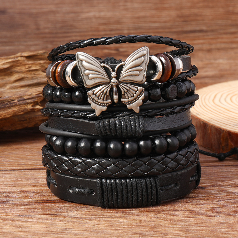 Black leather butterfly six-piece set