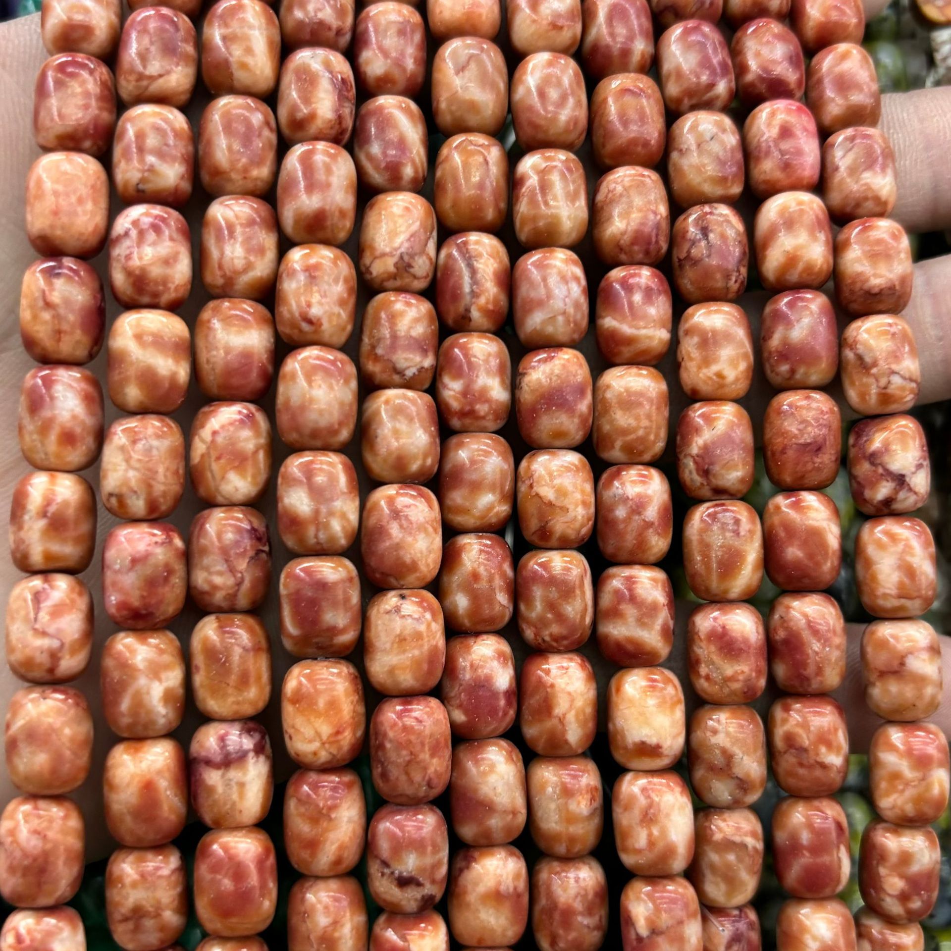 Coral red bucket beads