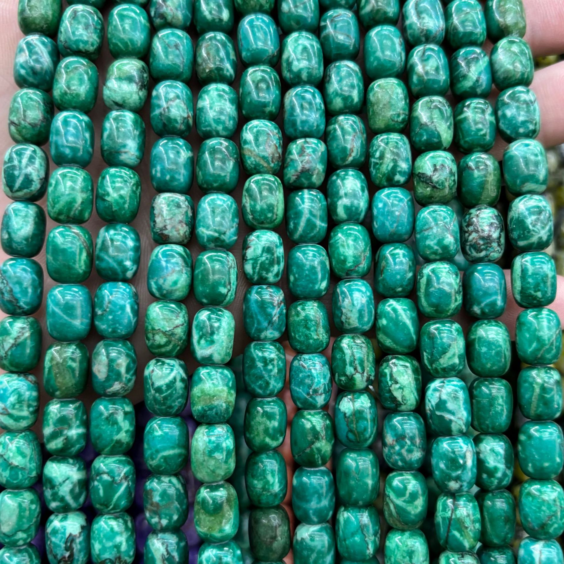 Green emperor stone bucket beads