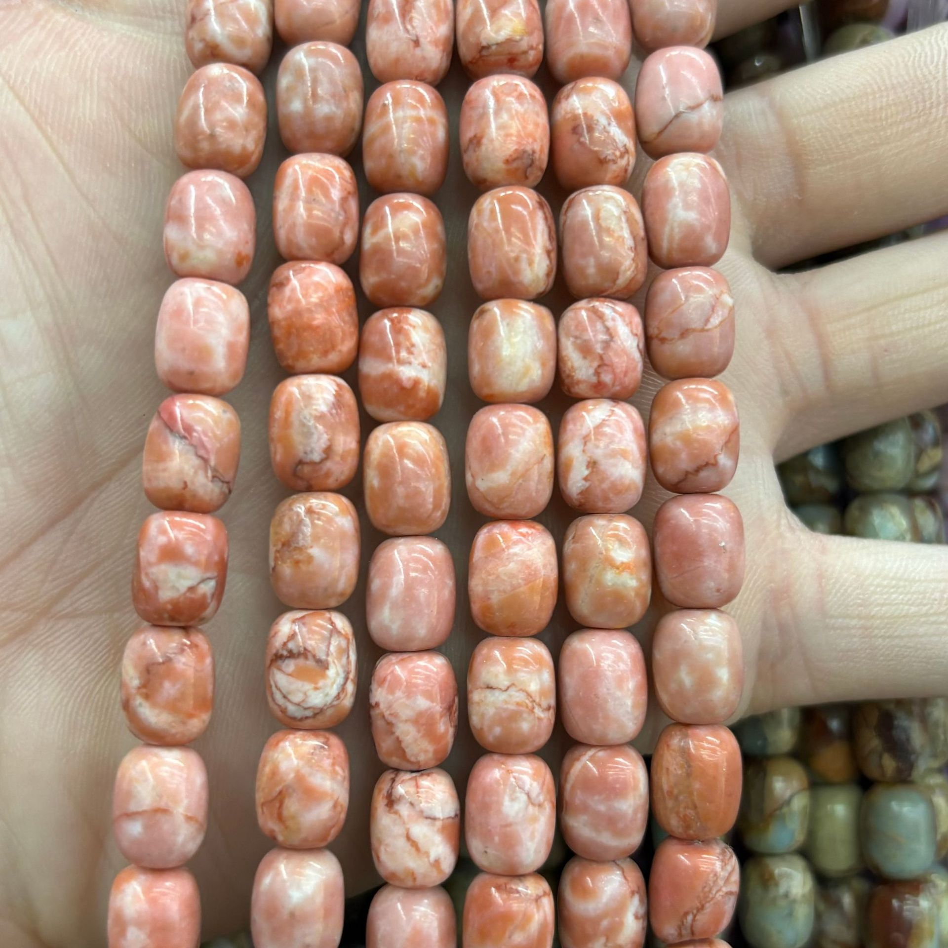 Light pink barrel beads