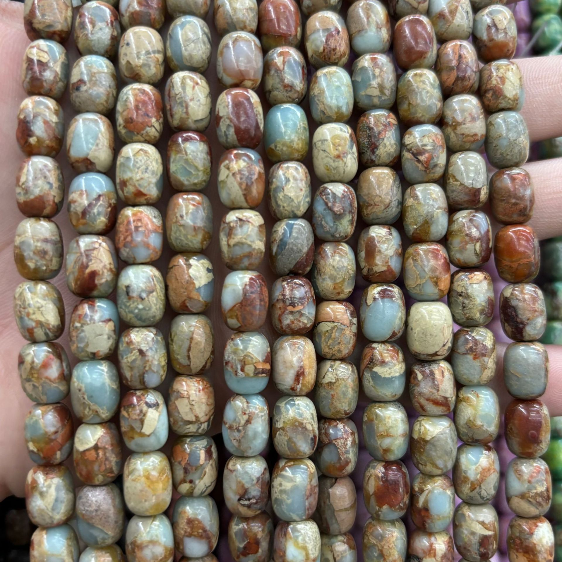 Natural shoushan stone barrel beads