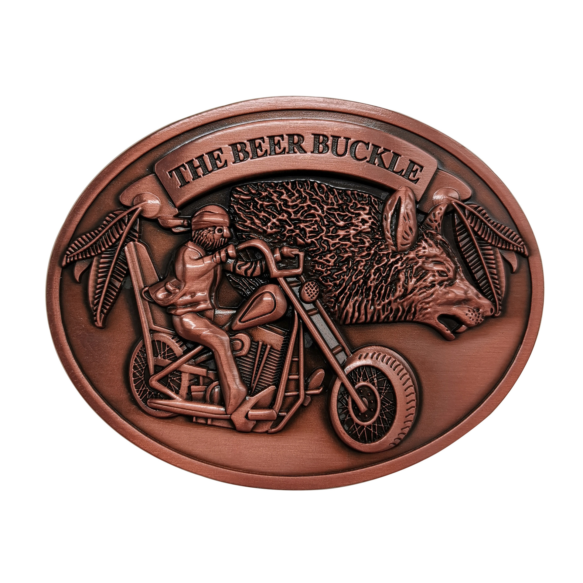 Wolf head motorcycle ancient red copper