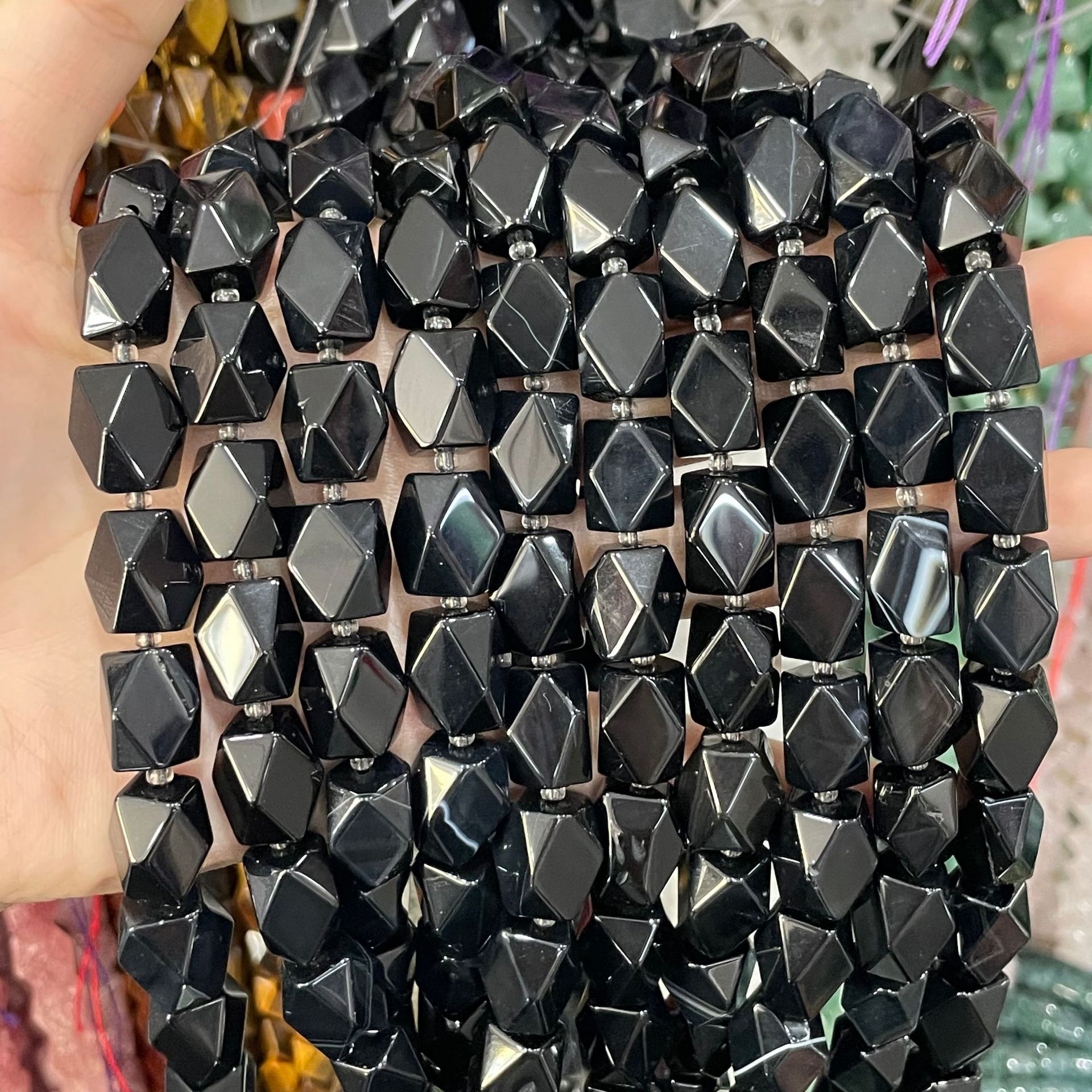 Natural black agate